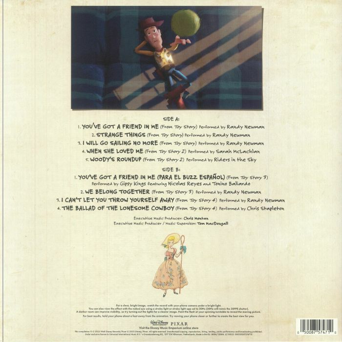 Toy Story Songs LP Vinyl Disney Soundtrack Picture Disc,& Zoetrope, 30th Anniversary