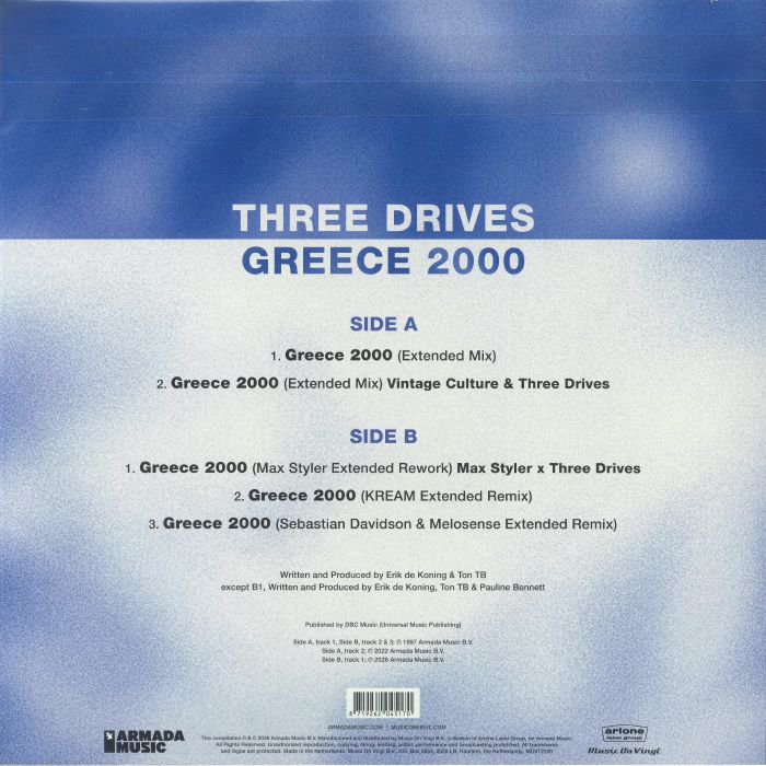 Three Drives – Greece 2000 12” Blue Vinyl Trance Classic Limited 1000