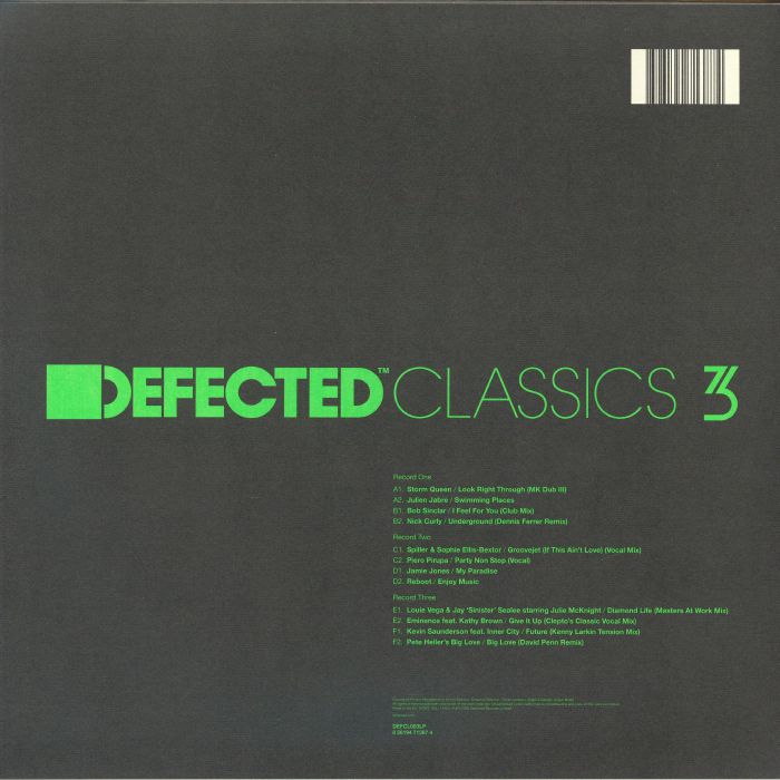 Various Artists – Defected Classics Vol 3 3LP Black Vinyl House Classics