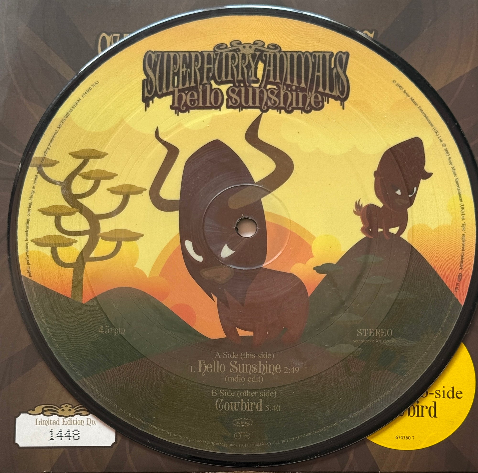 Super Furry Animals – Hello Sunshine – 2003 Indie Rock · 7" Picture Disc · Mint Condition