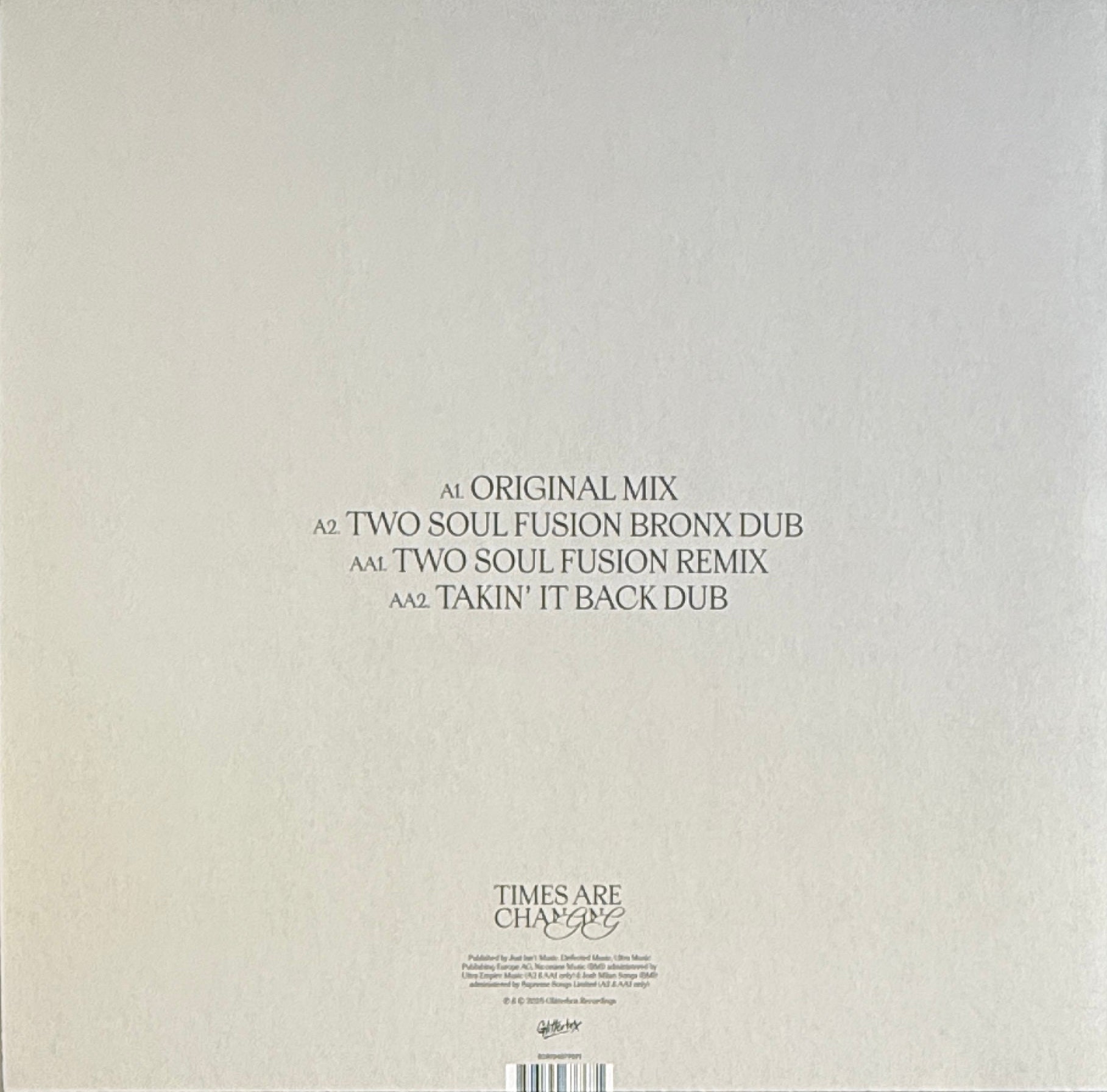 Ben Westbeech feat. RAHH – Times Are Changing (Two Soul Fusion Remixes) (12", 2025)