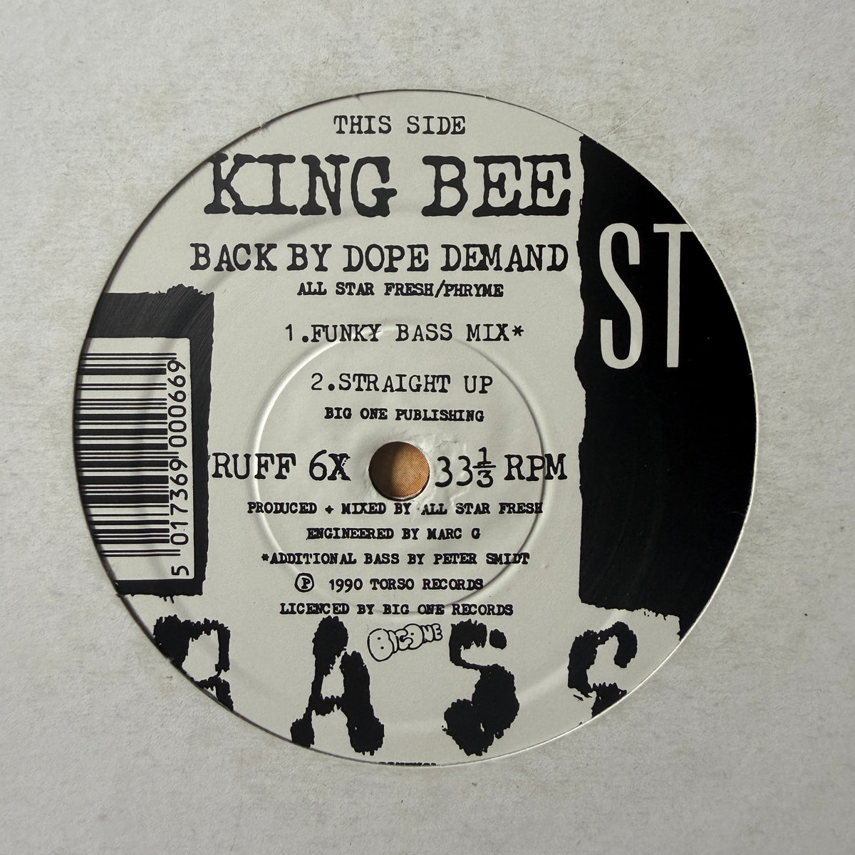 King Bee – Back By Dope Demand 12" Vinyl Hip Hop Hip House Classic