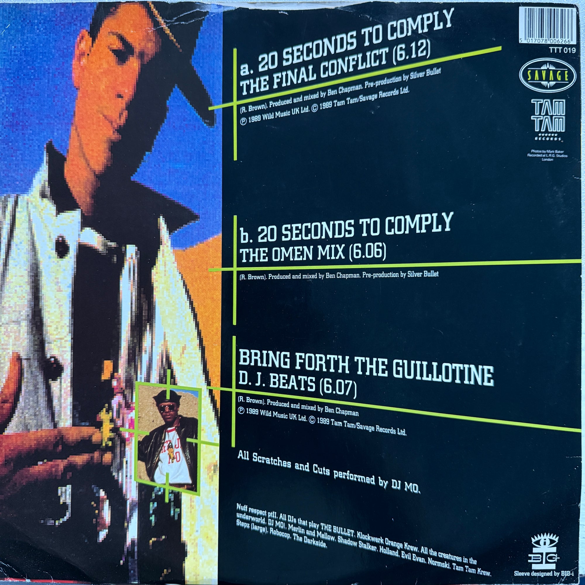 Silver Bullet 20 Seconds To Comply 12" Vinyl UK 1989 Britcore Hip Hop