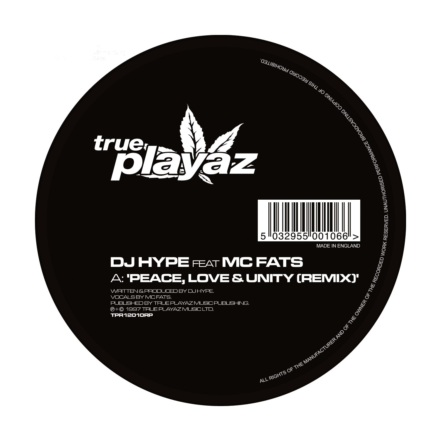 DJ Hype ft. MC Fats – Peace Love & Unity Remix / Jump – 12” Splatter Vinyl DnB