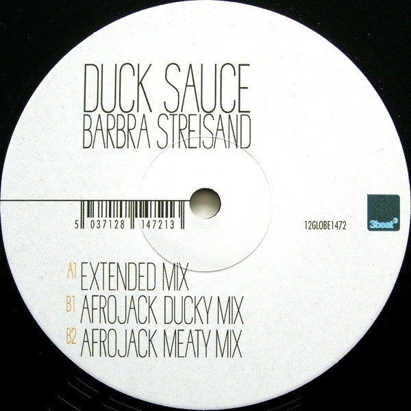 Duck Sauce Barbra Streisand 12” Vinyl  UK 2010 House Afrojack Remixes