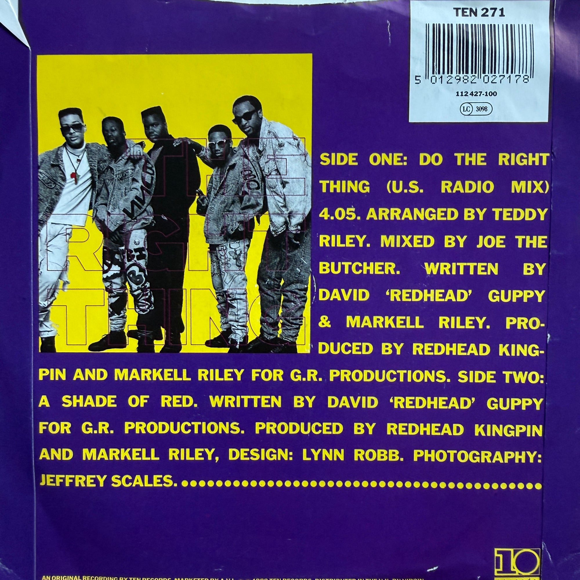 Redhead Kingpin And The F.B.I. Do The Right Thing 7" Vinyl UK 1989 Hip Hop