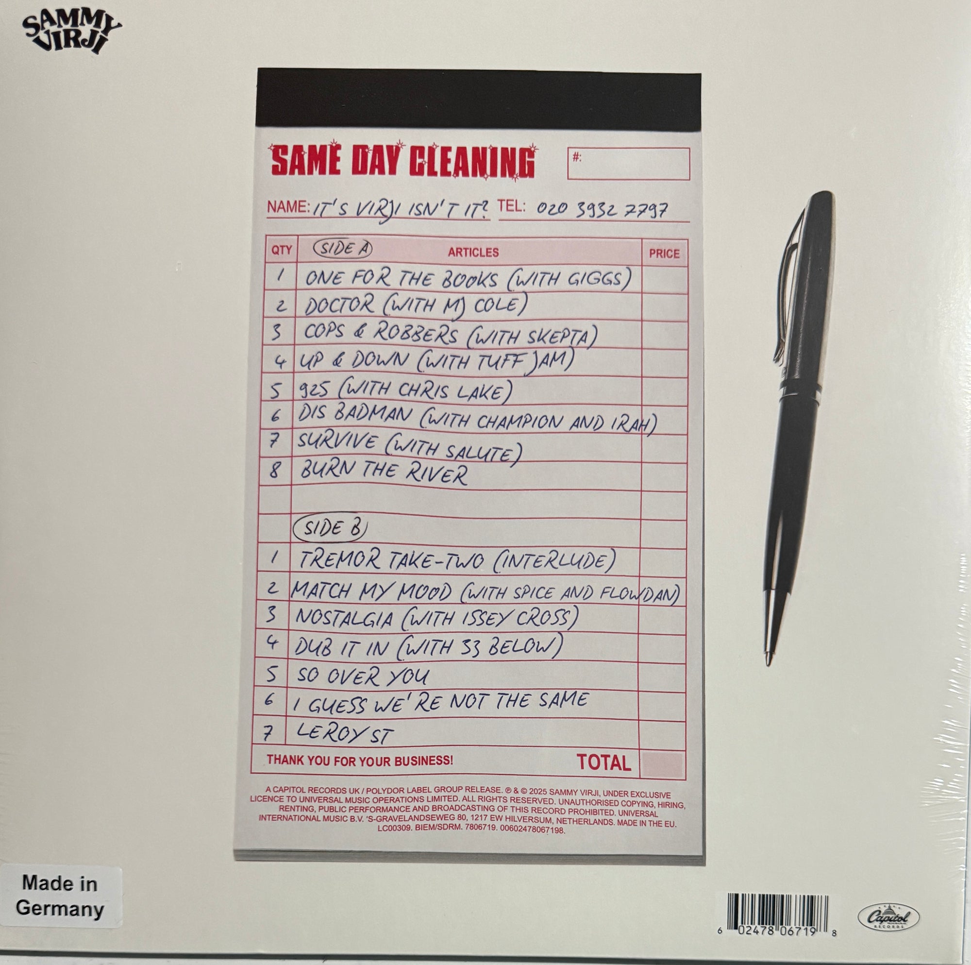 Sammy Virji – Same Day Cleaning – Capitol Records UK – 2025